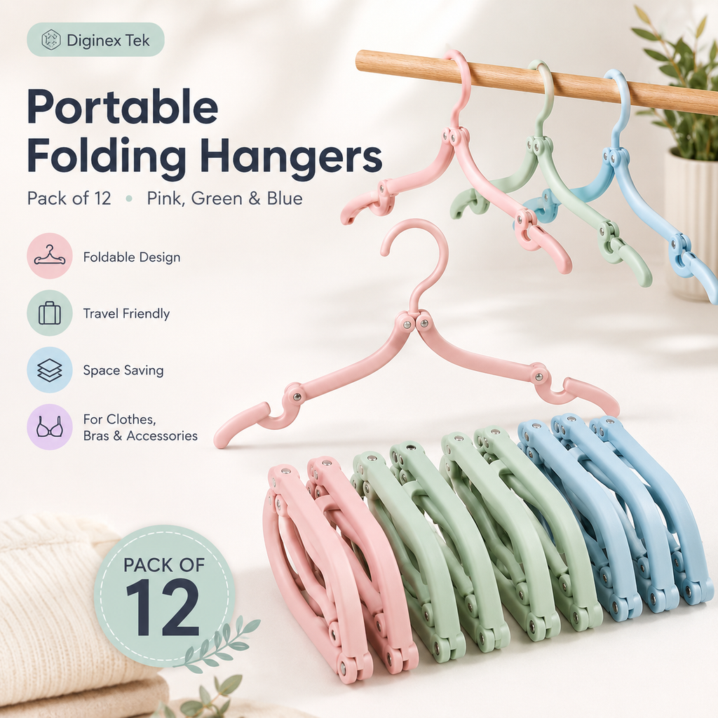 Portable Folding Clothes Hangers – Pack of 12 | Travel & Space-Saving Hangers