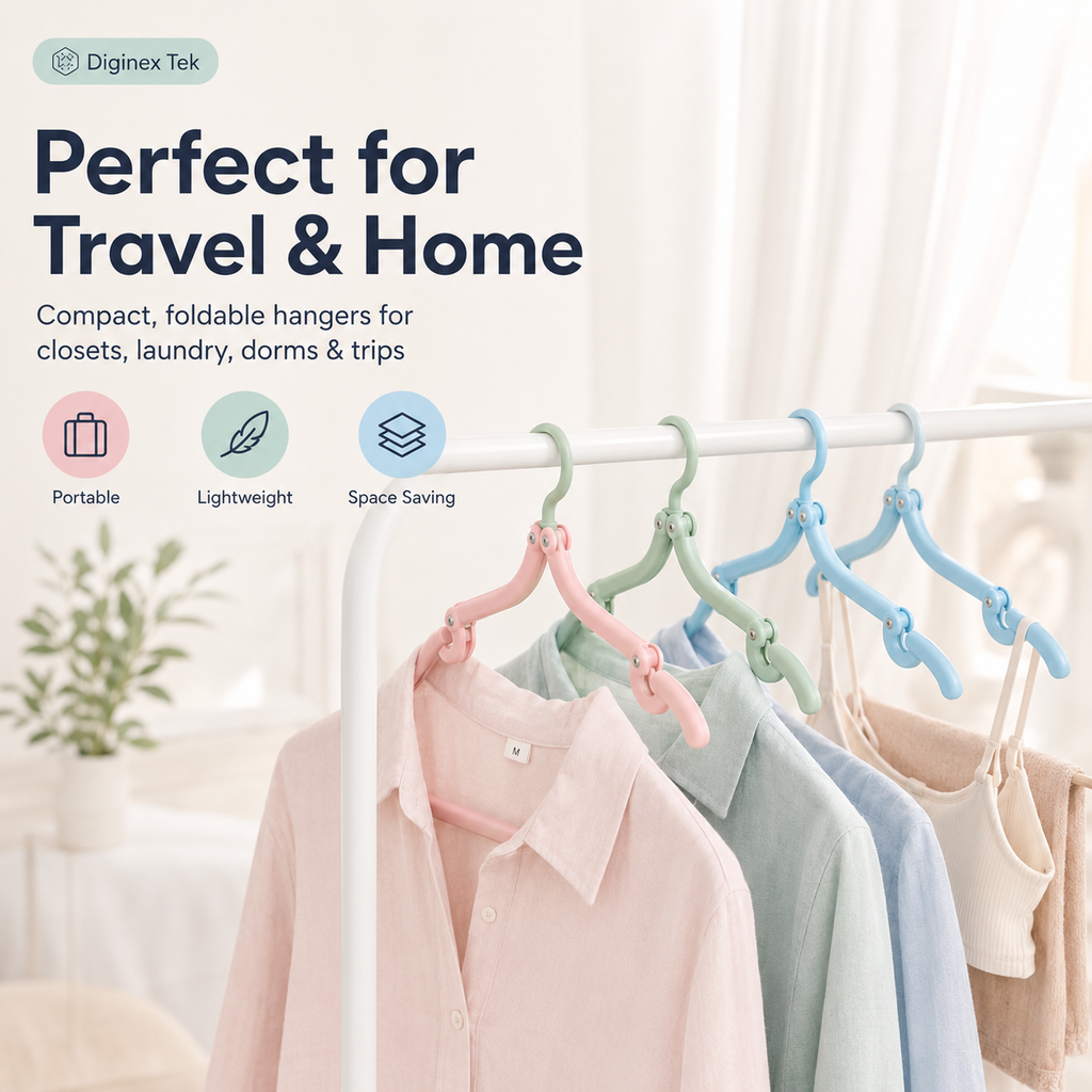 Portable Folding Clothes Hangers – Pack of 12 | Travel & Space-Saving Hangers