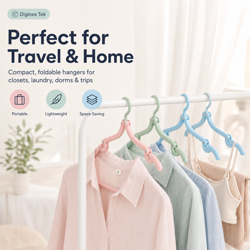 Portable Folding Clothes Hangers – Pack of 12 | Travel & Space-Saving Hangers