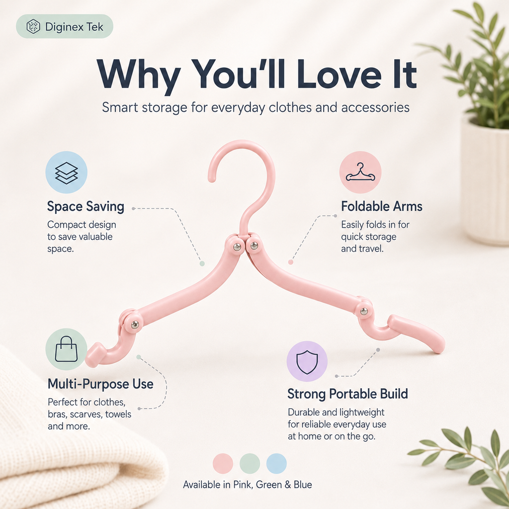 Portable Folding Clothes Hangers – Pack of 12 | Travel & Space-Saving Hangers
