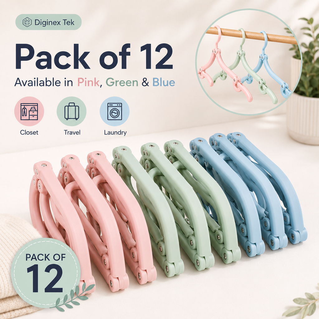 Portable Folding Clothes Hangers – Pack of 12 | Travel & Space-Saving Hangers