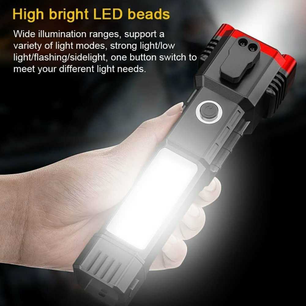 Versatile High Power LED Flashlight – Power Bank & Window Hammer