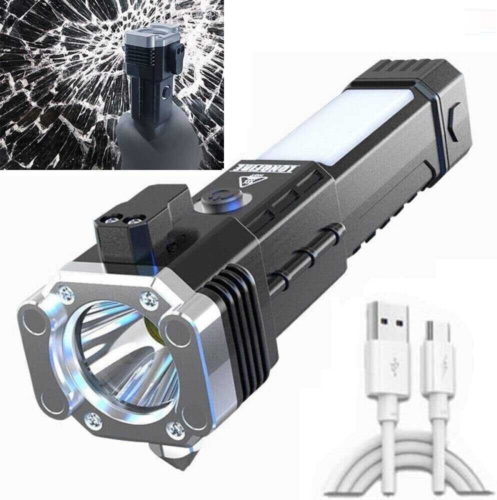 Versatile High Power LED Flashlight – Power Bank & Window Hammer