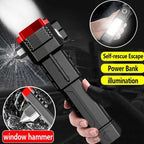 Versatile High Power LED Flashlight – Power Bank & Window Hammer