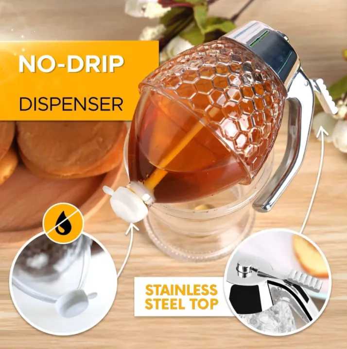 Honey Dispenser with Stand – No Drip, High Capacity
